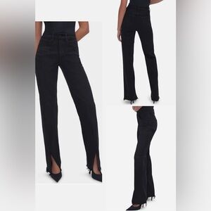 Good American Washed Black Straight Leg Jeans